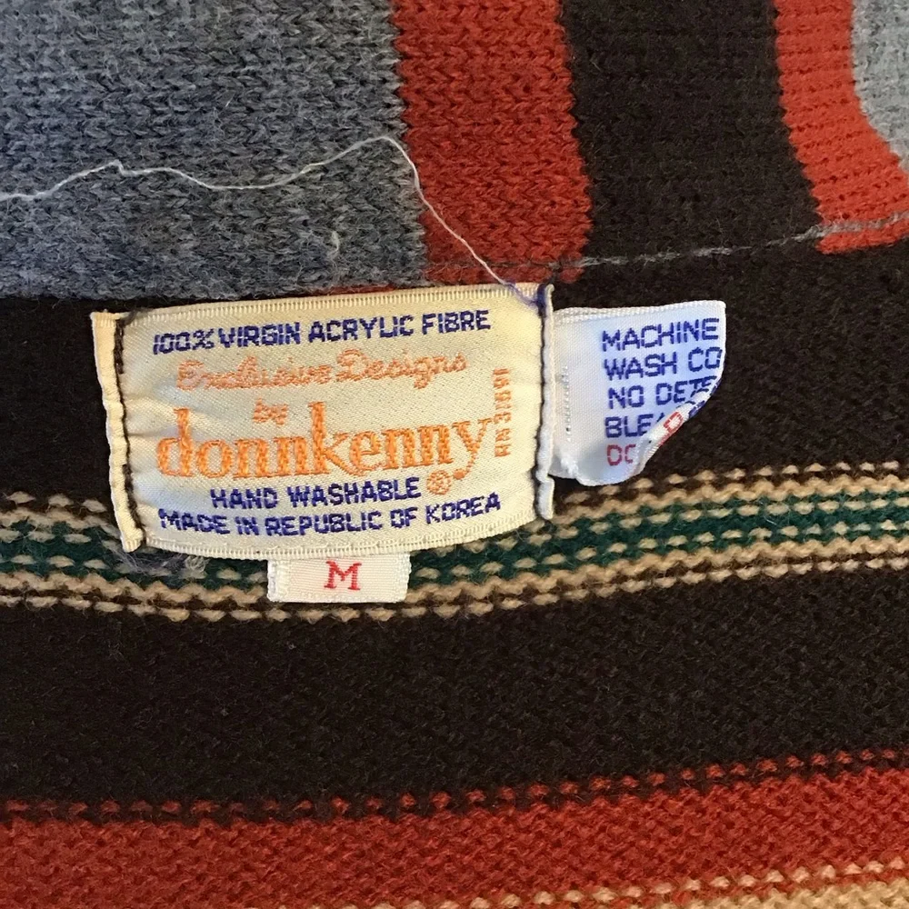 DONNKENNY Women's VINTAGE 60's 70's Belted Western Motif Cardigan Sweater M - Picture 7 of 7